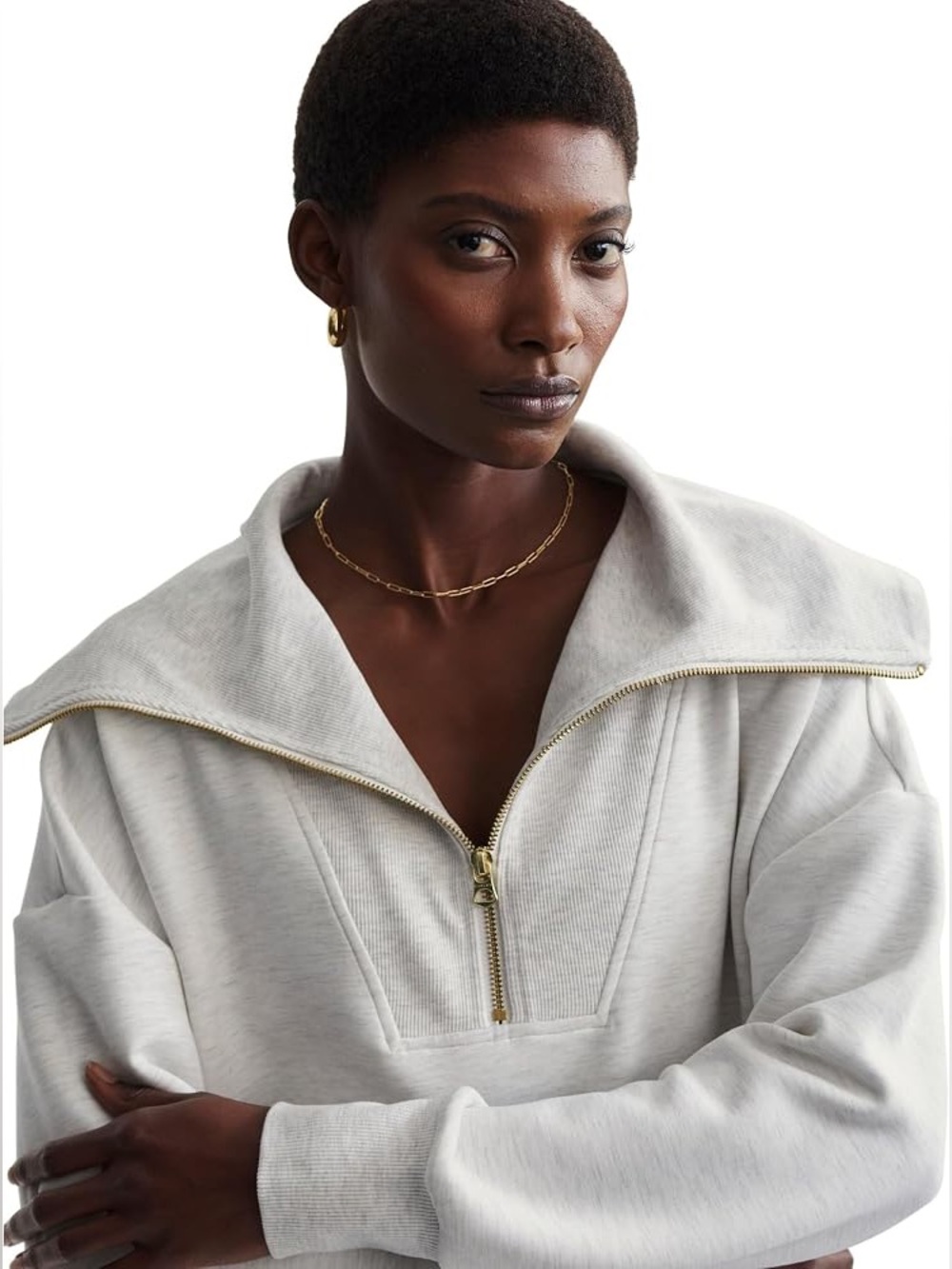 VARLEY CATHERINE HALF
ZIP SWEAT - IVORY MARL size S